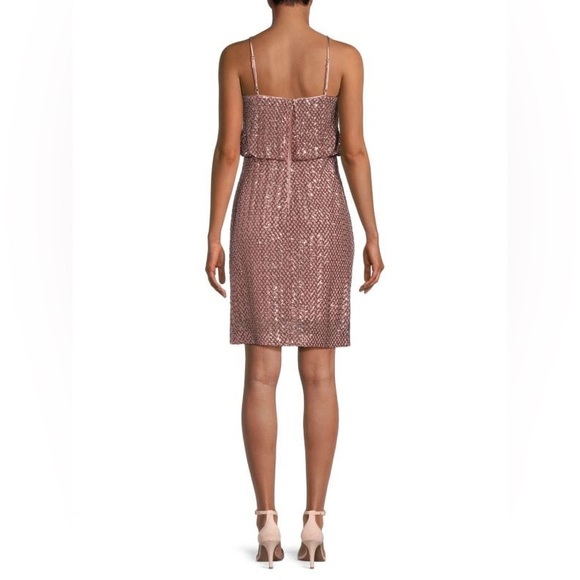 VINCE CAMUTO Sequined Blouson Sheath Dress Rose Pink Women’s Size 12 - Picture 2 of 15